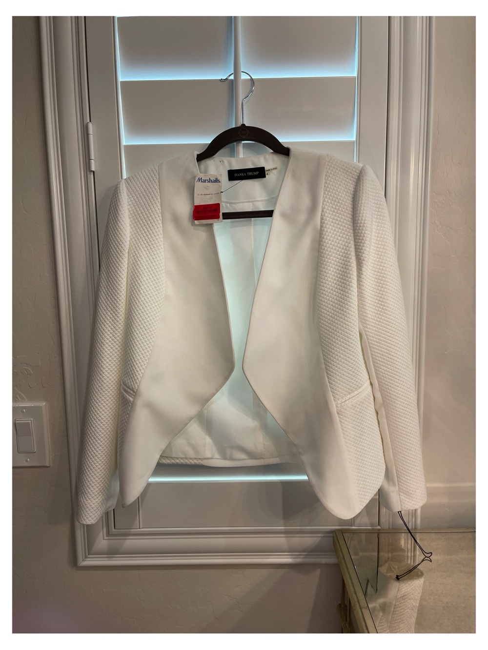 Ivanka Trump White Open-Front Textured Blazer